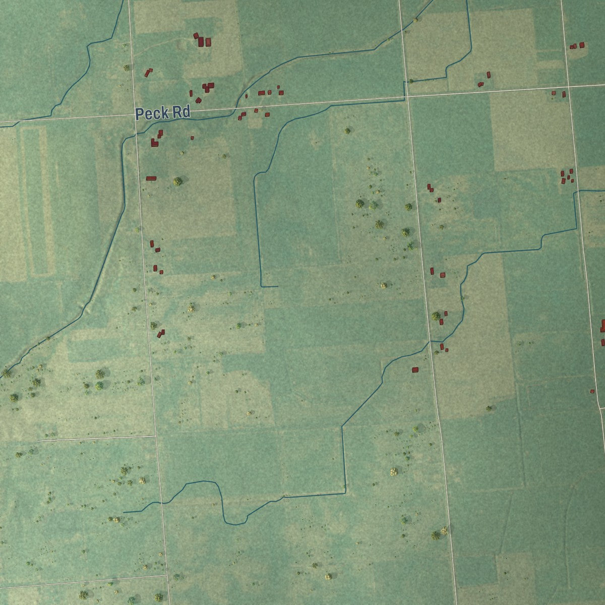 Second close-up of the map of Elk, Sanilac County, Michigan print showing more streets and buildings