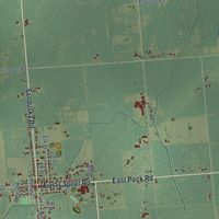 Close-up of the map of Elk, Sanilac County, Michigan print showing street and building detail