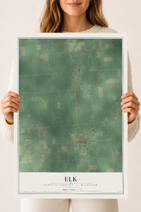Map of Elk, Sanilac County, Michigan, 18 x 24 inch unframed archival matte print