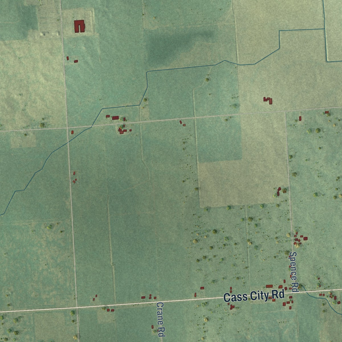 Second close-up of the map of Elkland, Michigan print showing more streets and buildings