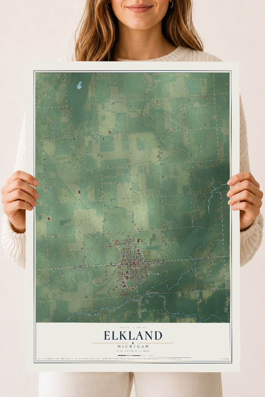 Map of Elkland, Michigan, 18 x 24 inch unframed archival matte print