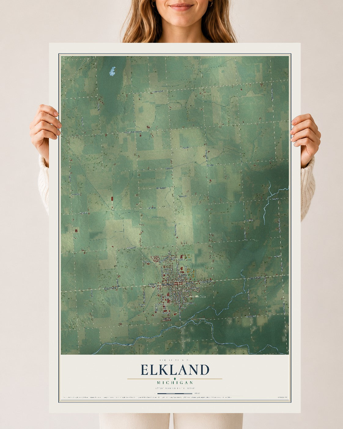 Map of Elkland, Michigan, 24 x 36 inch unframed archival matte print