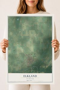 Map of Elkland, Michigan, 18 x 24 inch unframed archival matte print