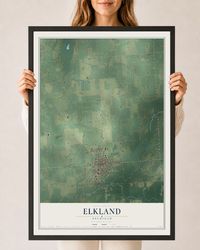 Map of Elkland, Michigan, 24 x 36 inch print in a black wood frame