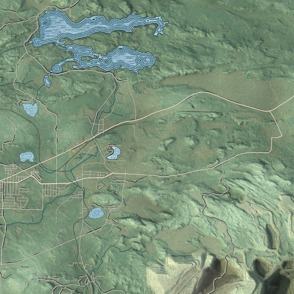 Second close-up of the map of Ely, Michigan print showing more streets and buildings