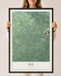 Map of Ely, Michigan, 24 x 36 inch print in a black wood frame