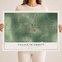 Map of Emmett, Michigan, 18 x 24 inch unframed archival matte print