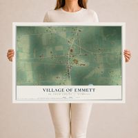 Map of Emmett, Michigan, 24 x 36 inch unframed archival matte print