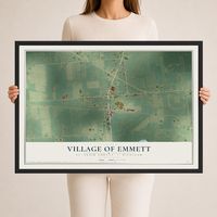 Map of Emmett, Michigan, 24 x 36 inch print in a black wood frame