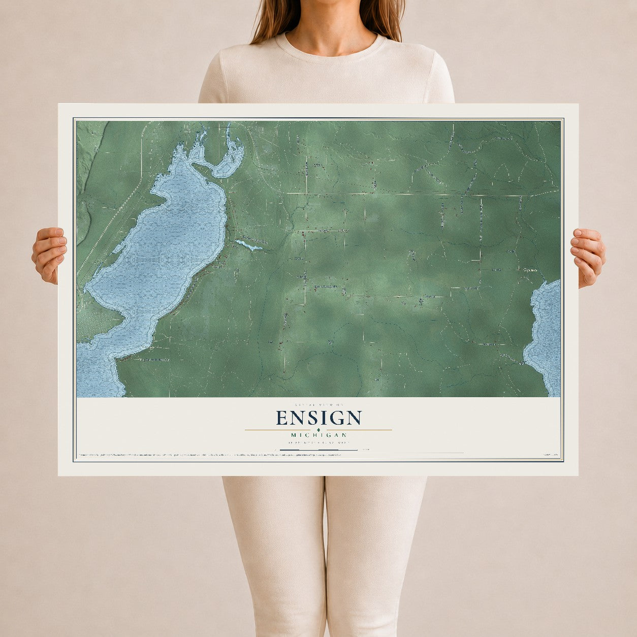 Map of Ensign, Michigan, 24 x 36 inch unframed archival matte print