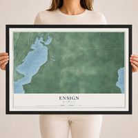 Map of Ensign, Michigan, 18 x 24 inch print in a black wood frame