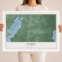 Map of Ensign, Michigan, 18 x 24 inch print in a white wood frame