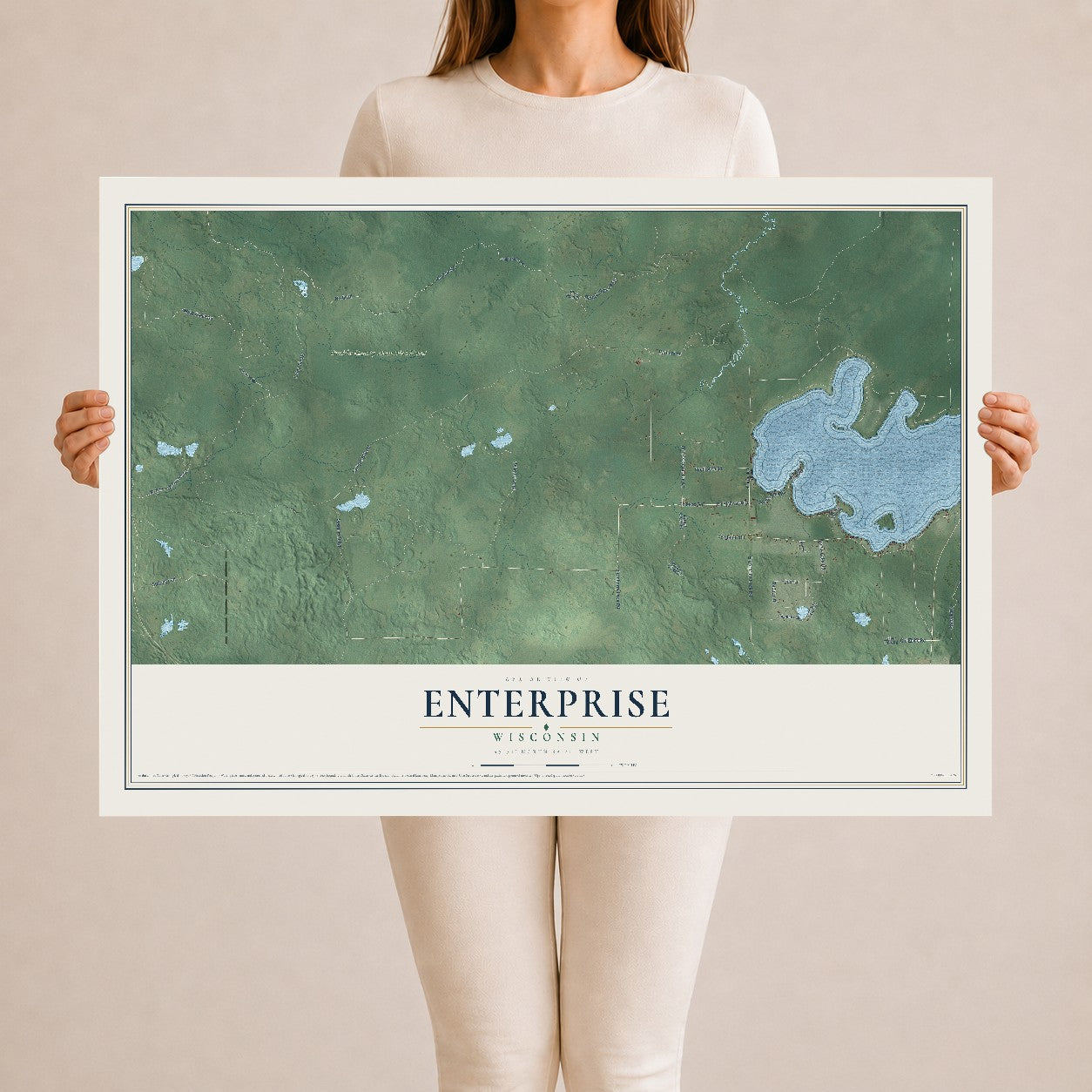 Map of Enterprise, Wisconsin, 24 x 36 inch unframed archival matte print