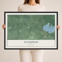 Map of Enterprise, Wisconsin, 24 x 36 inch print in a black wood frame