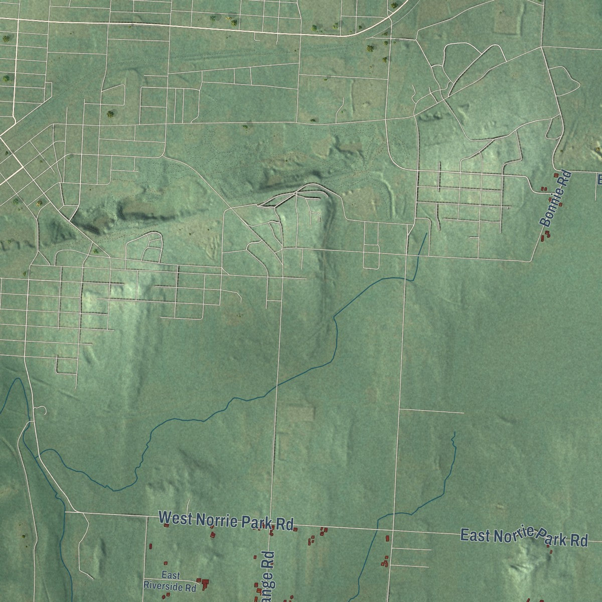 Second close-up of the map of Erwin, Michigan print showing more streets and buildings