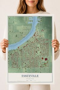 Map of Essexville, Michigan, 18 x 24 inch unframed archival matte print