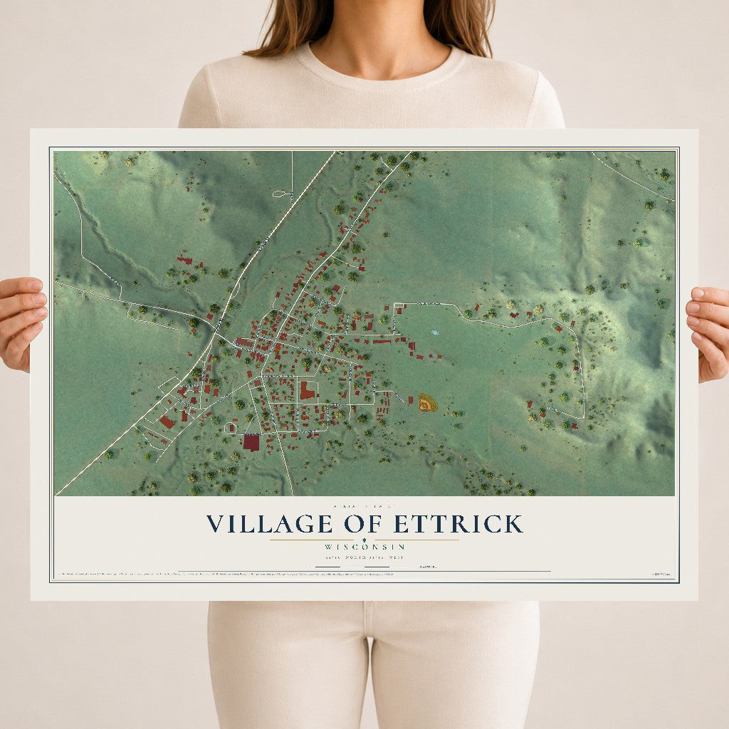 Map of Ettrick, Wisconsin, 18 x 24 inch unframed archival matte print