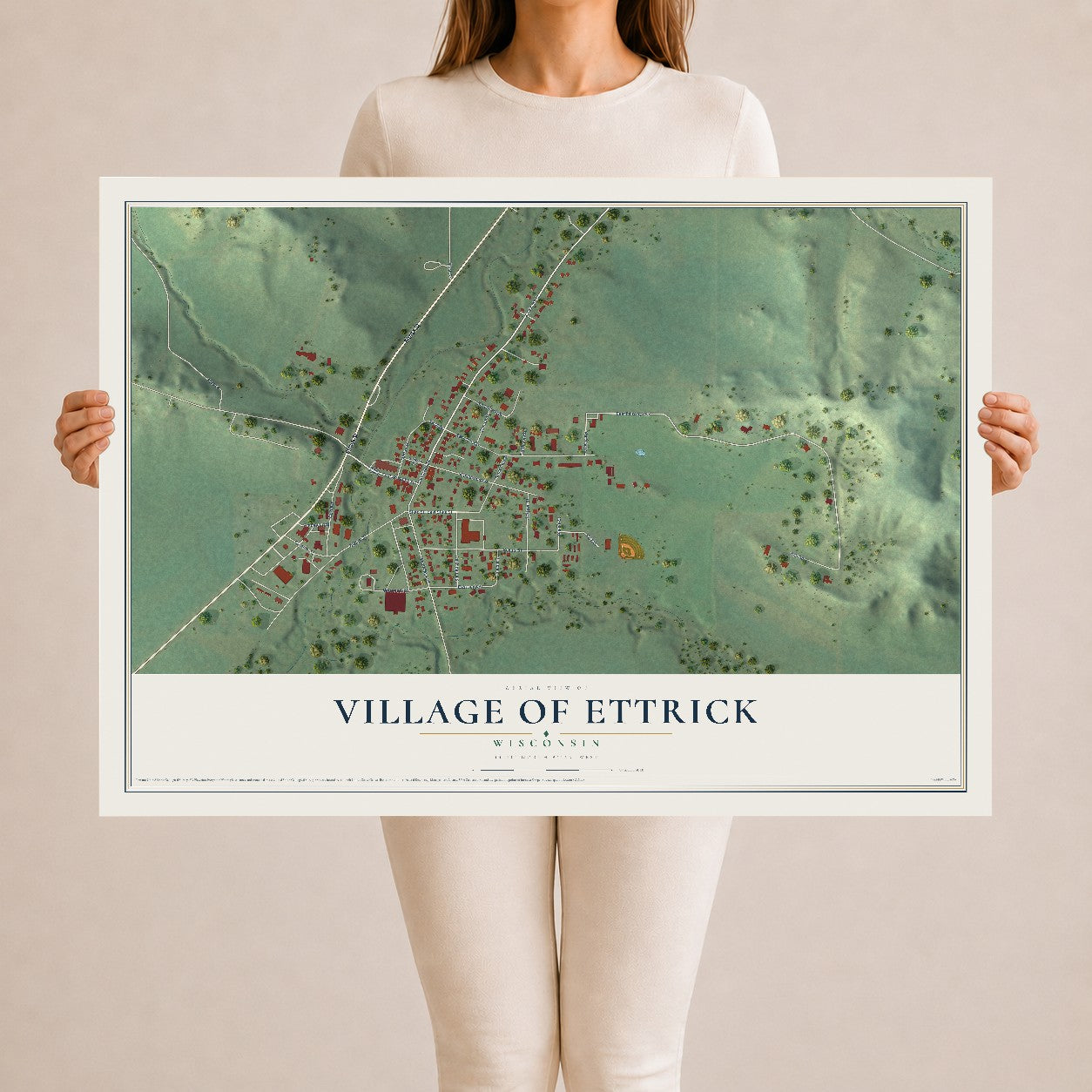 Map of Ettrick, Wisconsin, 24 x 36 inch unframed archival matte print