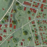Close-up of the map of Ettrick, Wisconsin print showing street and building detail