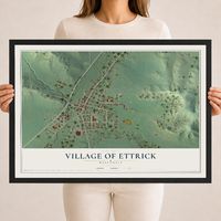 Map of Ettrick, Wisconsin, 18 x 24 inch print in a black wood frame