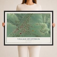 Map of Ettrick, Wisconsin, 24 x 36 inch print in a black wood frame