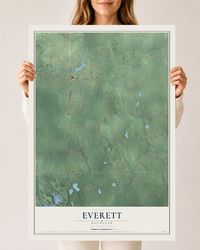 Map of Everett, Michigan, 24 x 36 inch unframed archival matte print