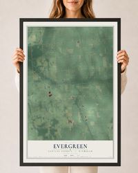 Map of Evergreen, Sanilac County, Michigan, 24 x 36 inch print in a black wood frame