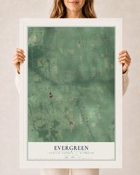 Map of Evergreen, Sanilac County, Michigan, 24 x 36 inch print in a white wood frame