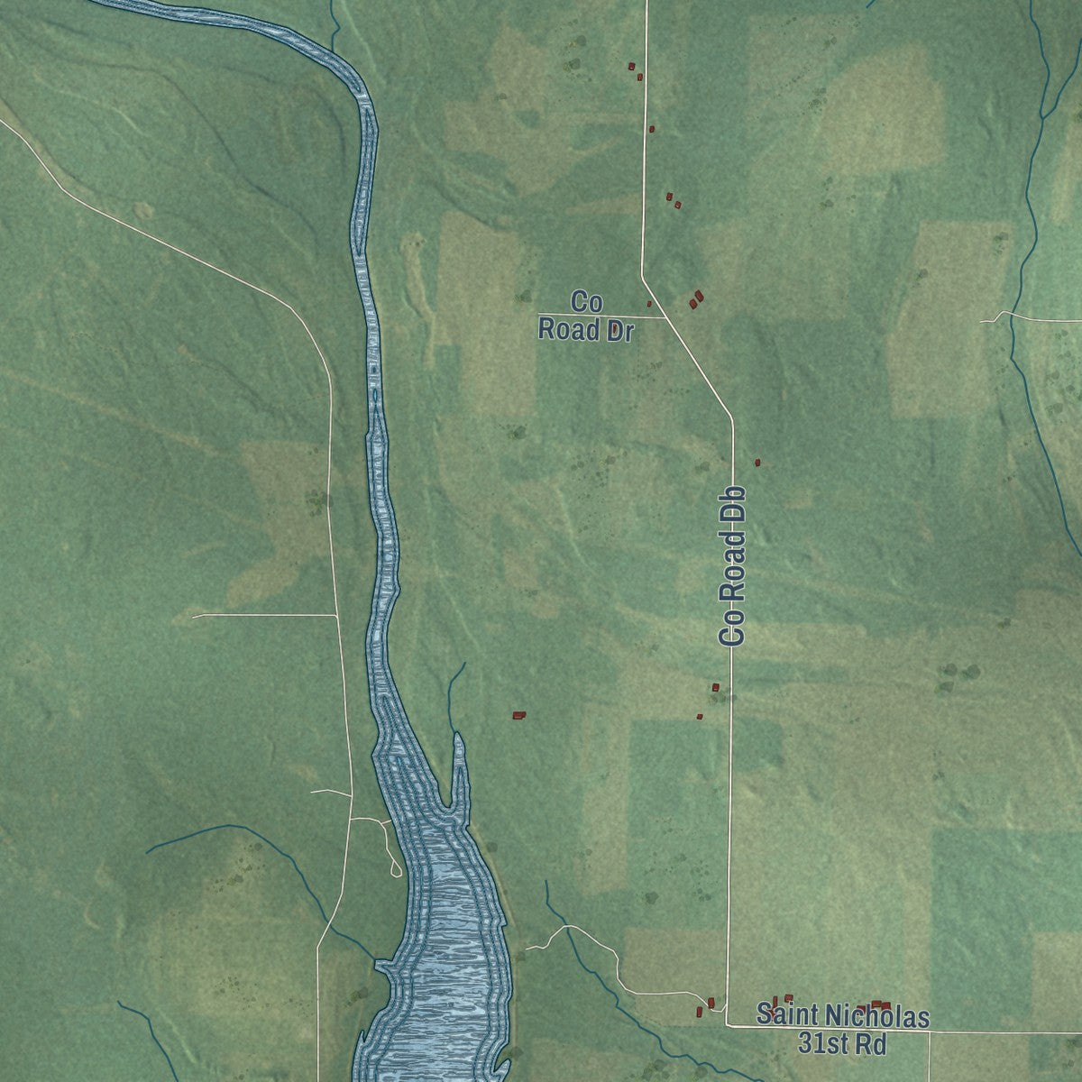 Close-up of the map of Ewing, Michigan print showing street and building detail