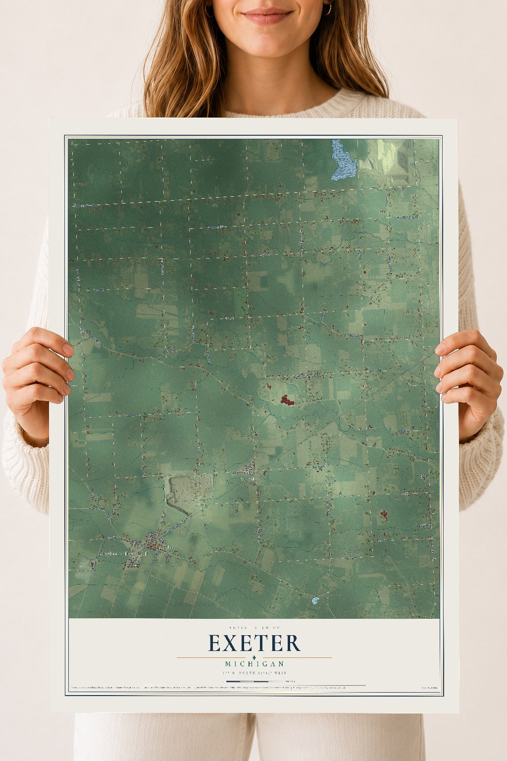 Map of Exeter, Michigan, 18 x 24 inch unframed archival matte print