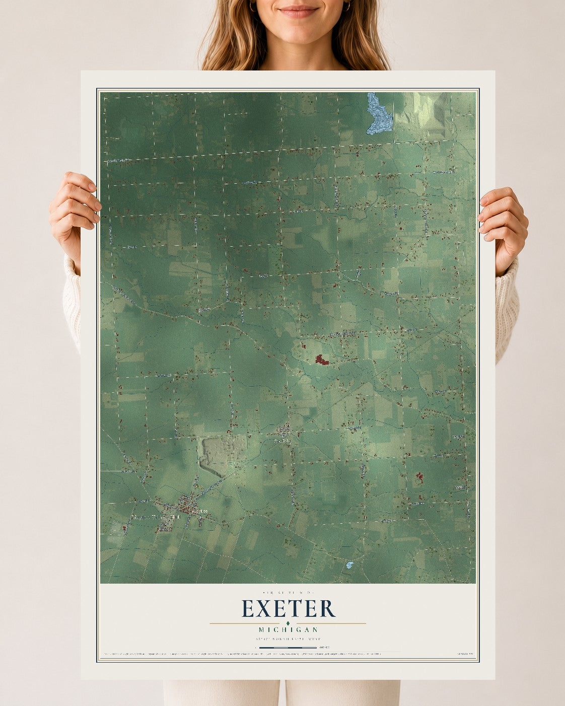 Map of Exeter, Michigan, 24 x 36 inch unframed archival matte print