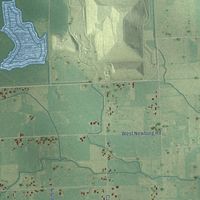 Close-up of the map of Exeter, Michigan print showing street and building detail
