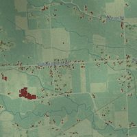 Second close-up of the map of Exeter, Michigan print showing more streets and buildings