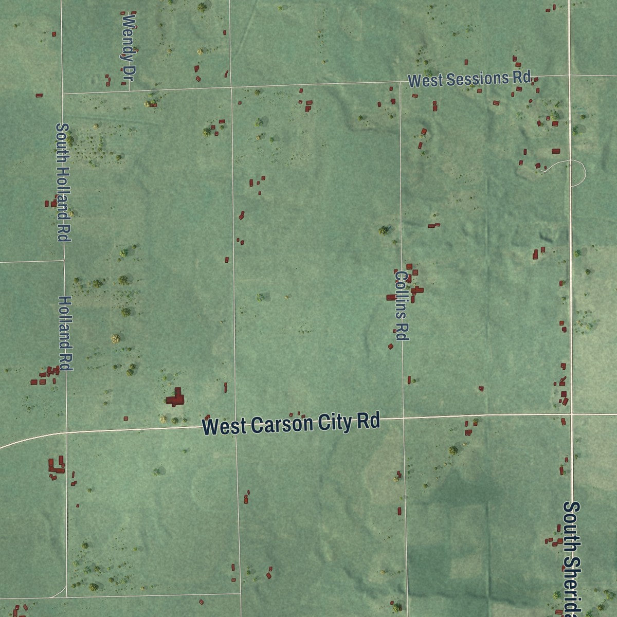 Second close-up of the map of Fairplain, Michigan print showing more streets and buildings