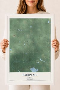 Map of Fairplain, Michigan, 18 x 24 inch print in a white wood frame