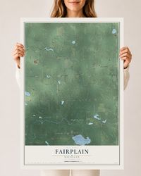 Map of Fairplain, Michigan, 24 x 36 inch unframed archival matte print