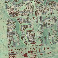 Second close-up of the map of Farmington Hills, Michigan print showing more streets and buildings