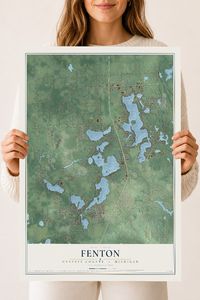 Map of Fenton, Genesee County, Michigan, 18 x 24 inch unframed archival matte print