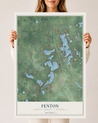 Map of Fenton, Genesee County, Michigan, 24 x 36 inch unframed archival matte print
