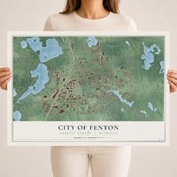 Map of Fenton, Michigan, 18 x 24 inch unframed archival matte print