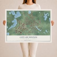 Map of Fenton, Michigan, 24 x 36 inch unframed archival matte print