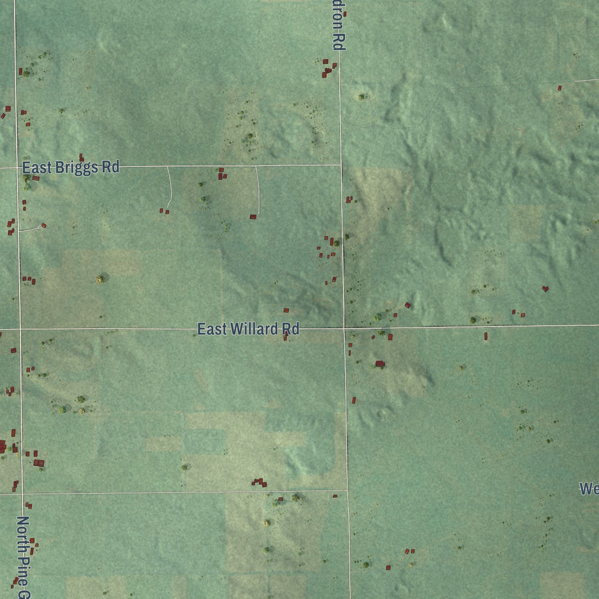 Second close-up of the map of Ferris, Michigan print showing more streets and buildings