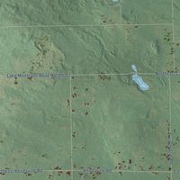 Close-up of the map of Ferris, Michigan print showing street and building detail