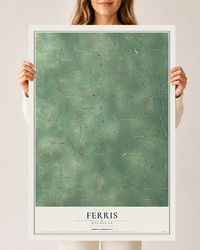 Map of Ferris, Michigan, 24 x 36 inch unframed archival matte print