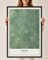 Map of Ferris, Michigan, 24 x 36 inch print in a black wood frame