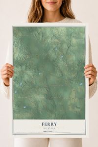 Map of Ferry, Michigan, 18 x 24 inch unframed archival matte print