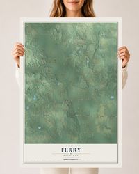 Map of Ferry, Michigan, 24 x 36 inch unframed archival matte print