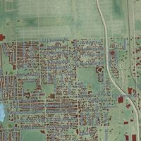 Second close-up of the map of Flint, Michigan print showing more streets and buildings