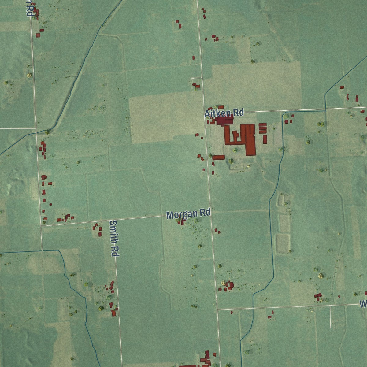 Second close-up of the map of Flynn, Michigan print showing more streets and buildings