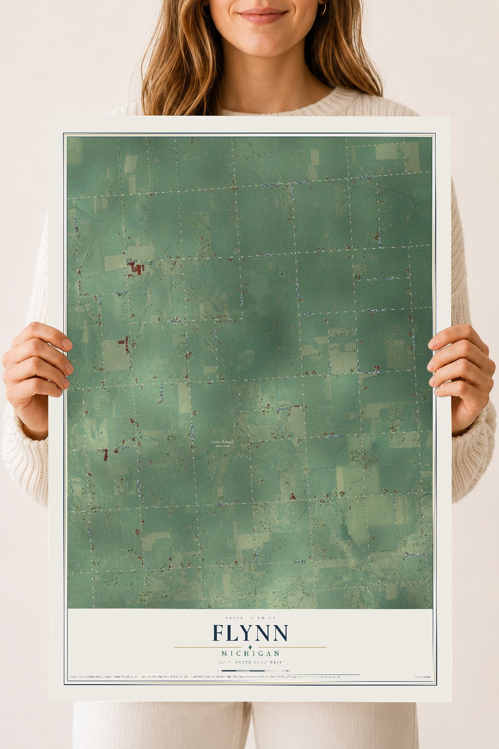 Map of Flynn, Michigan, 18 x 24 inch unframed archival matte print